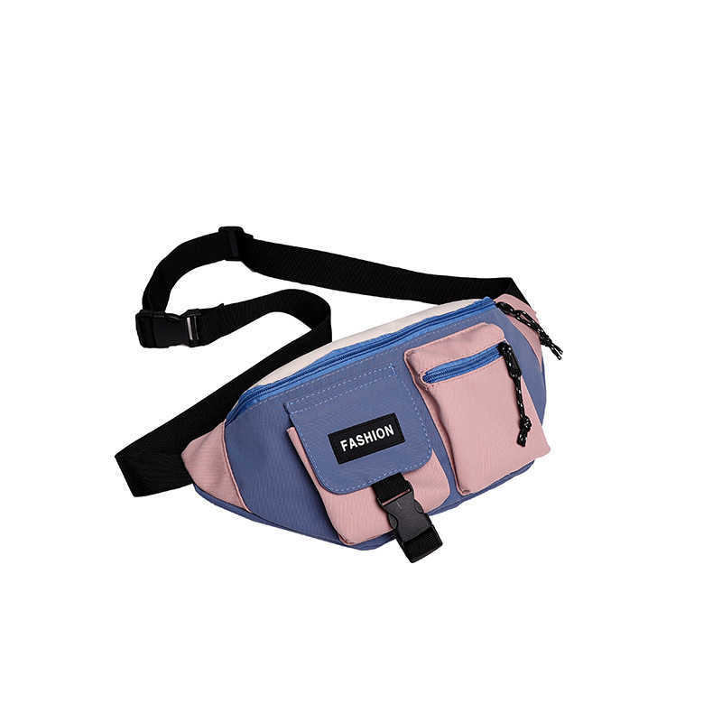 Crossbody bag, men's contrasting color splicing, ins waist bag, sports style small bag, large capacity shoulder bag, casual chest bag, women'