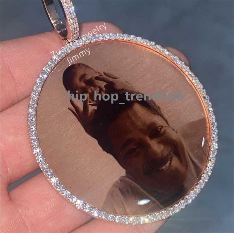 Custom Made Moissanite Sublimation Metal Gold Plated Family Pendent Picture Charm Necklace For PhotoCustom word photos