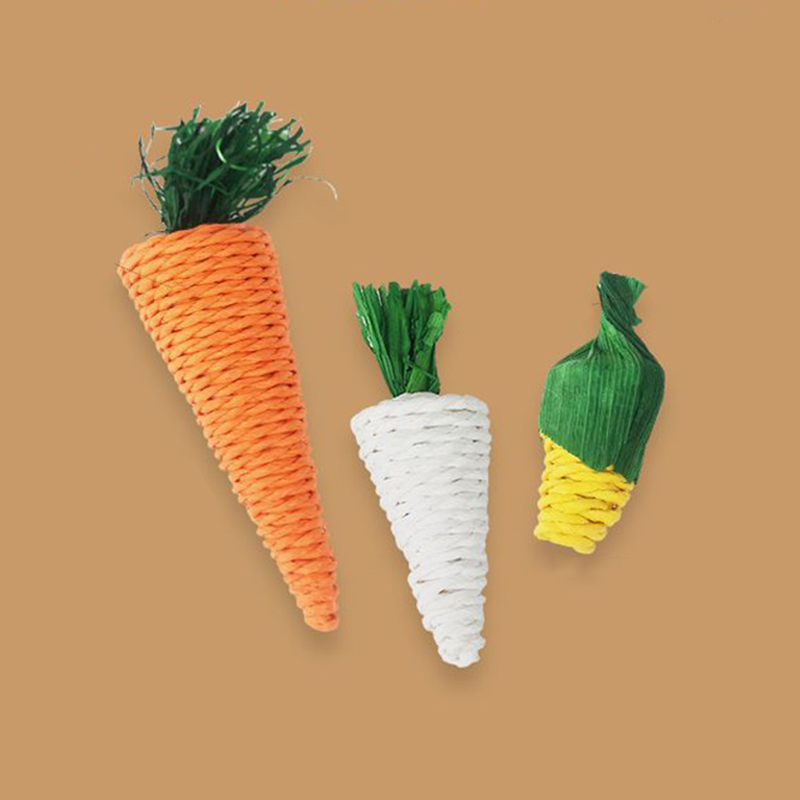 Hamster Rabbit Chew Toy Bite Grind Teeth Corn Carrot Woven Balls Tooth Cleaning