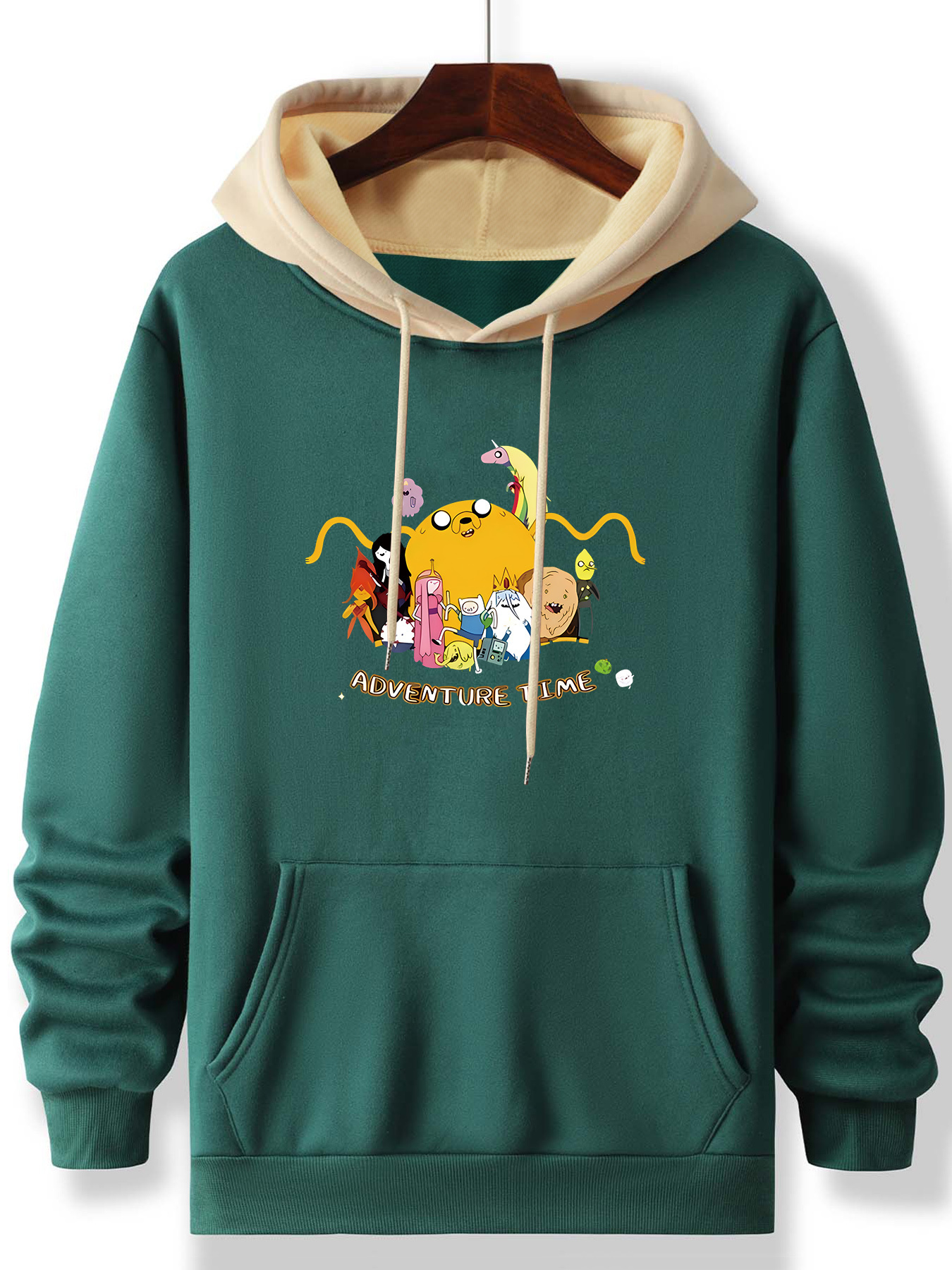 Adventure Time Print, Men's Trendy Print Fashion Hooded Sweatshirt Casual Sports Hooded Shirt Versatile Top Men's Clothing For Fall And Wint
