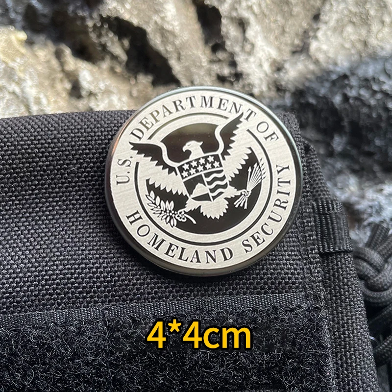 US Department of Homeland Security Metal Morale Emblem DHS Hook&Loop Patches Klett Military Backpack Sticker Tactical Accessory