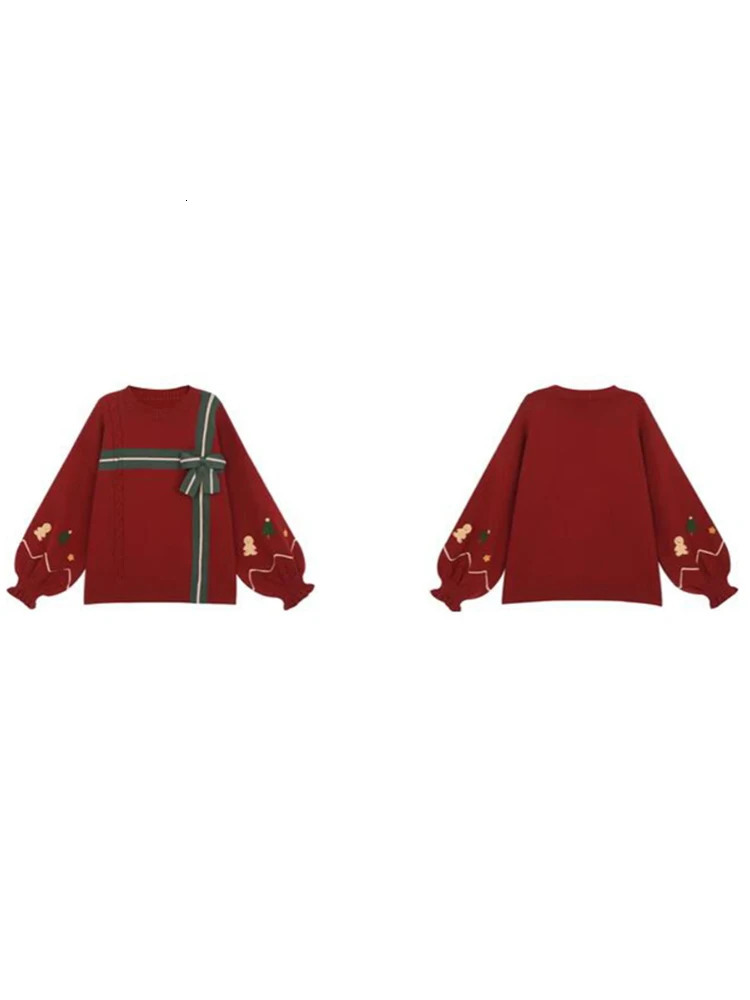 Autumn and Winter Womens Retro n Christmas Sweater Long Flash Sleeve Pulling Flower Knitted 2000s Retro Jumping Thick 241113