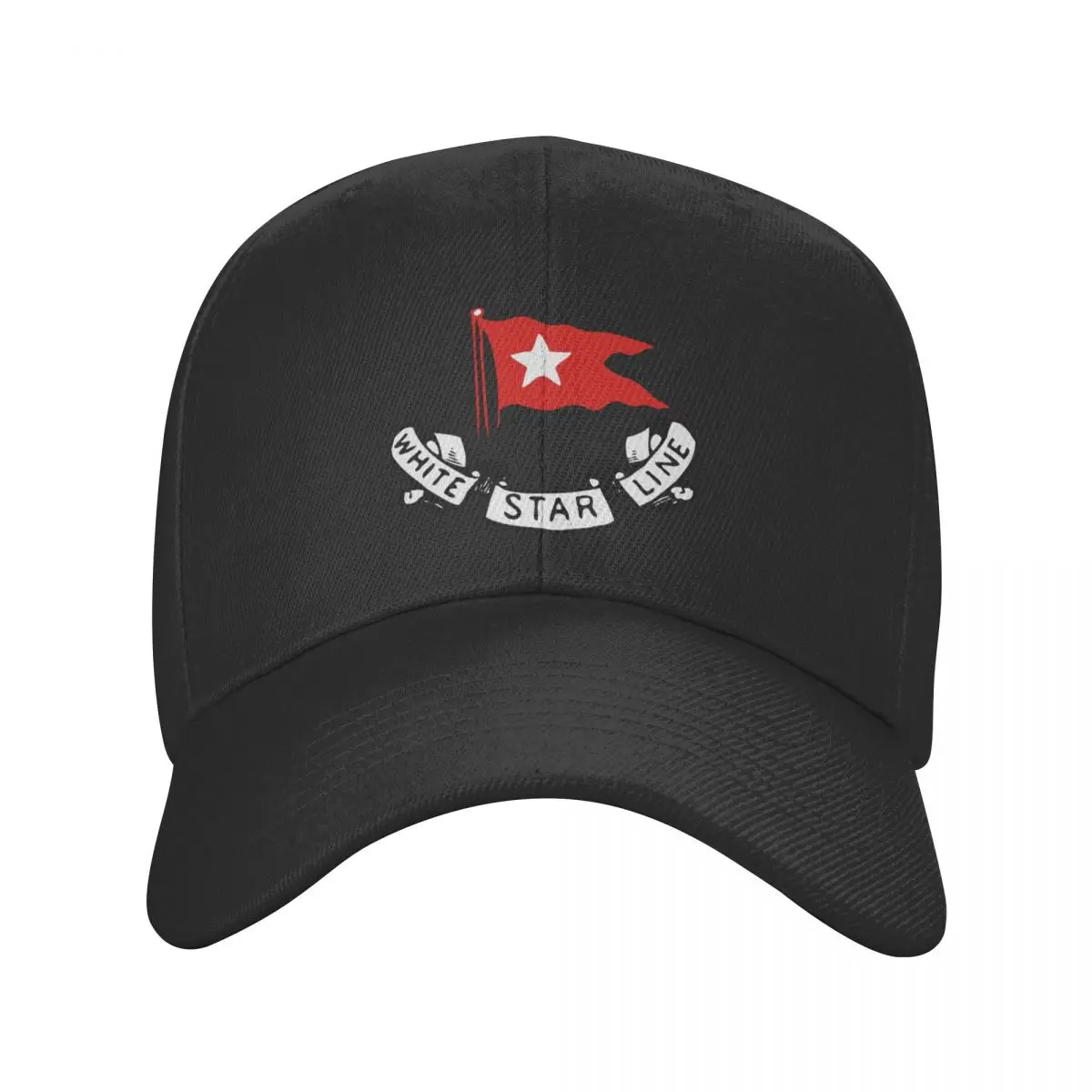 Star Titanic White Line - Red Flag with Star Baseball Cap funny hat custom Hat Cap Wild Ball Hat Male Women's - smile - -