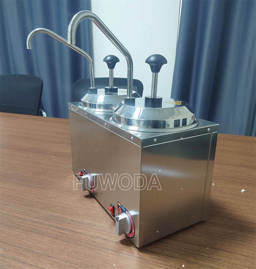 110V 220V Commercial 2 Pot Hot Fudge Pump Warmer Machine Chocolate Sauce Dispenser Nacho Cheese Warmer Dispenser Machine