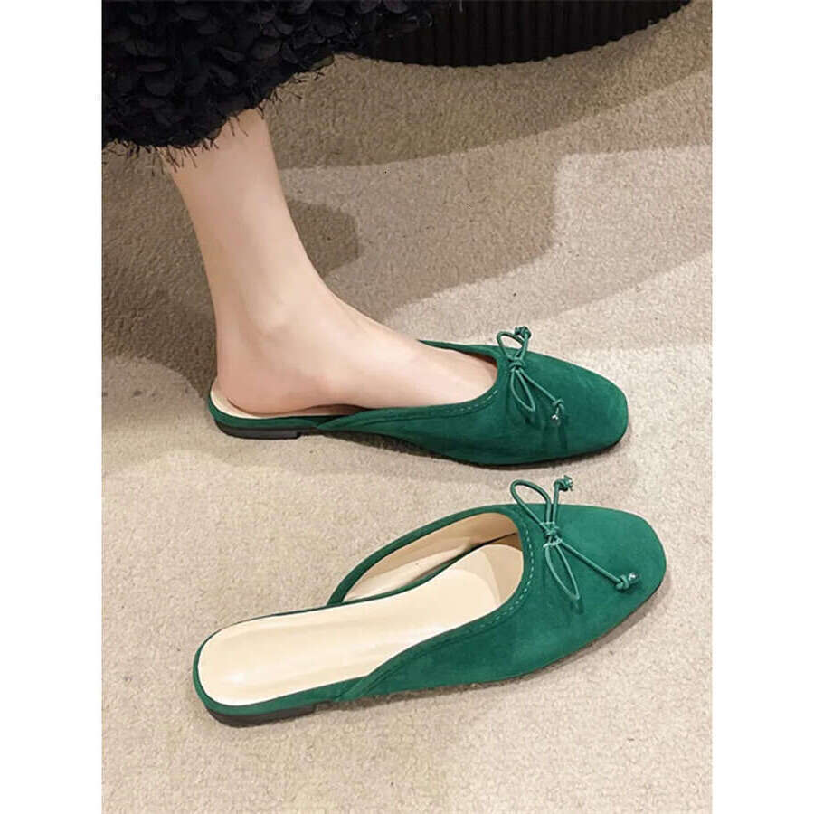 Female Shoes Butterfly-Knot Slippers Flat Cover Toe Low Slides ck 2025 Designer Soft Rubber Scandals Bonded Leather Bu 9b37