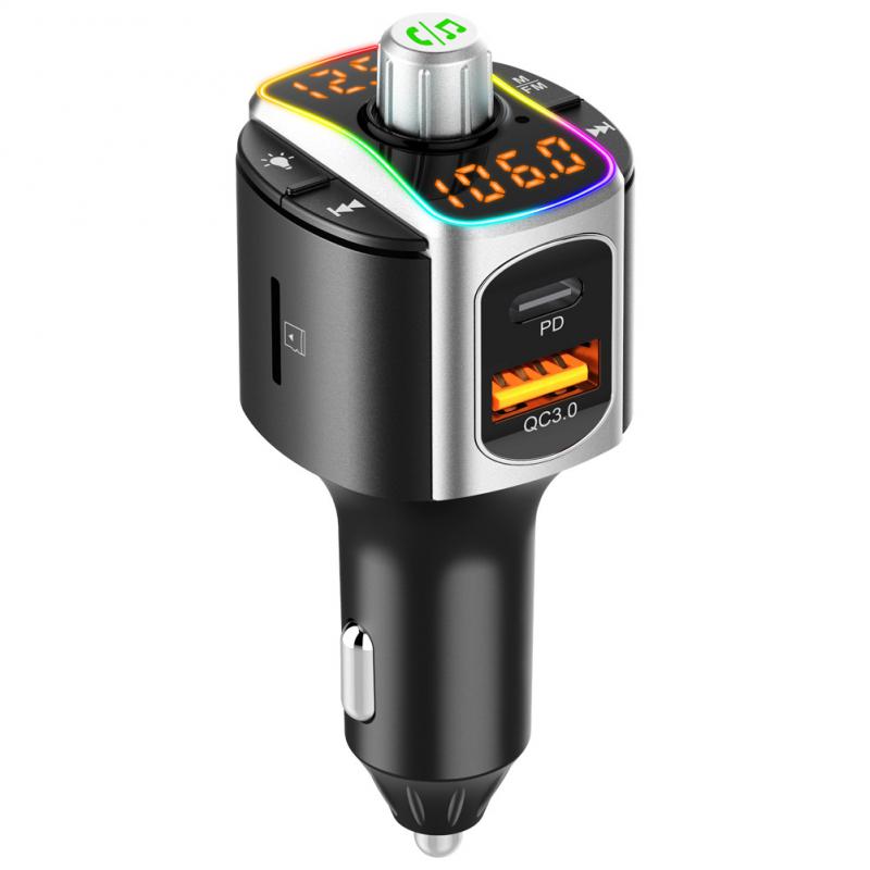 Bluetooth Mp3 Fast Qc3.0 Car Charge Universal Multifunctional Dual Screen Display Car Accessories Car Modulator Fm Transmitter smile