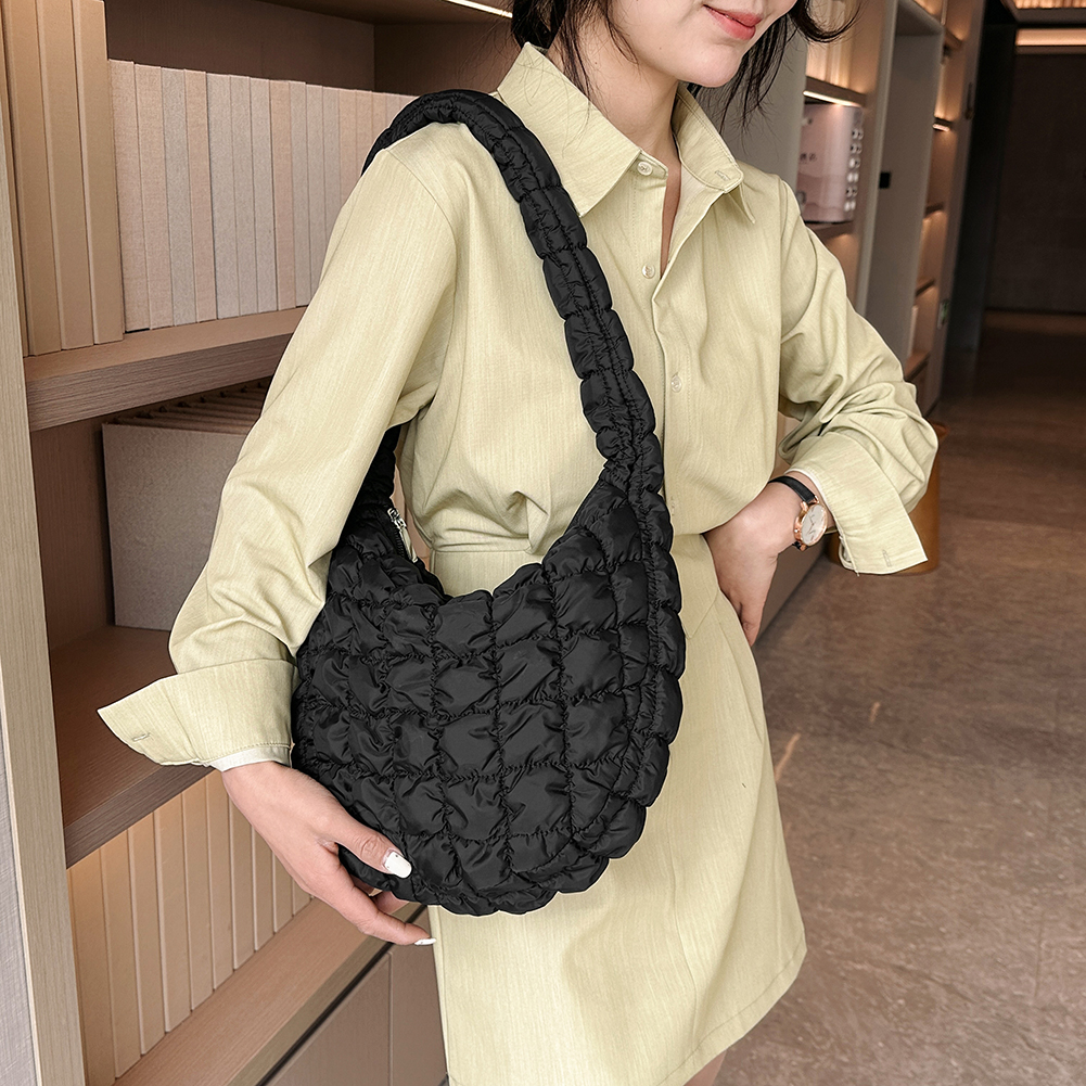 Lattice Pattern Shoulder Crossbody Space Cotton Handbags Women Large Capacity Tote Padded Ladies Quilted Shopper Bags