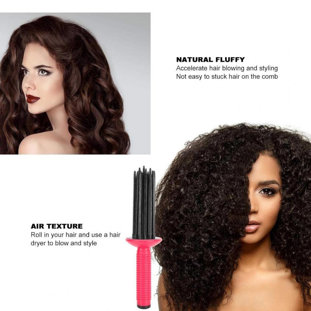 Hair Styling Tool Hair Curling Roll Comb Set with 17 Comb Teeth for Fluffy Curly Hair Round Curler Brush for Women for Air
