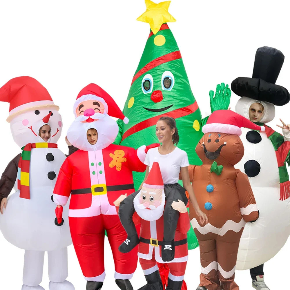 Christmas Inflatable Costume Santa Claus Snowman Gingerbread Tree Adult Party Masquerade Role Play Holiday Gift 241113