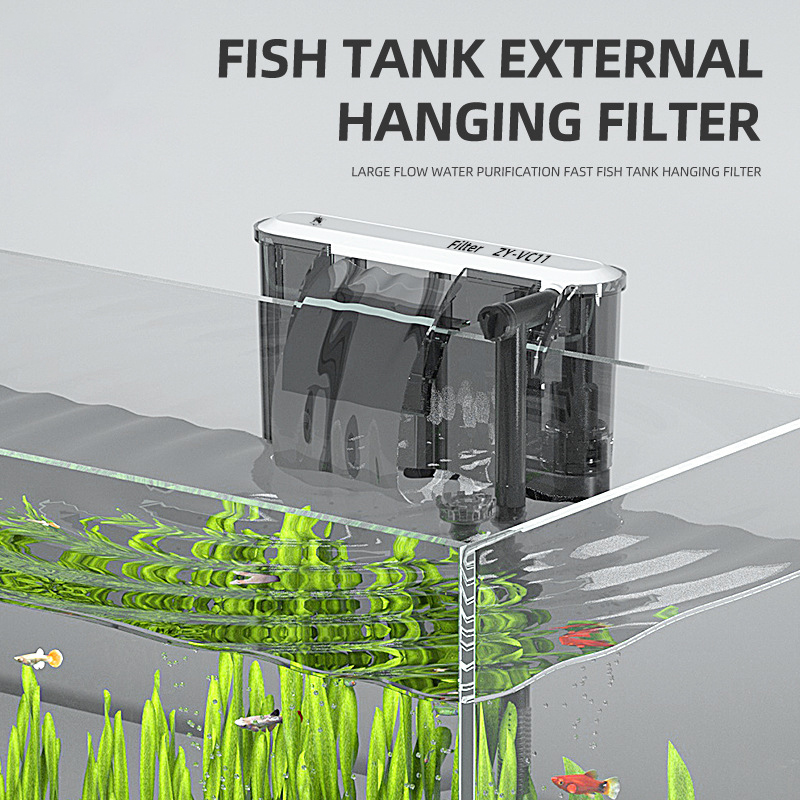 Thin External Filter Fish Tank Aquarium Waterfall Filter Pump Hanging Fish Tank Suitable For 30-80cm Oil Film Wall-mounted Pump
