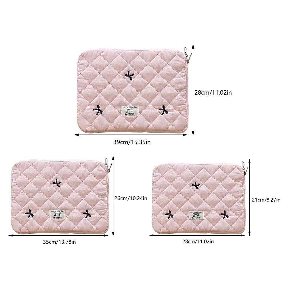 Laptop ddmysmile 11/13/15 Inch Padded Case Shockproof Quilted Tablet Sleeve Case Dia Lattice Bow Printing For Ipad Tablet Protection Smile