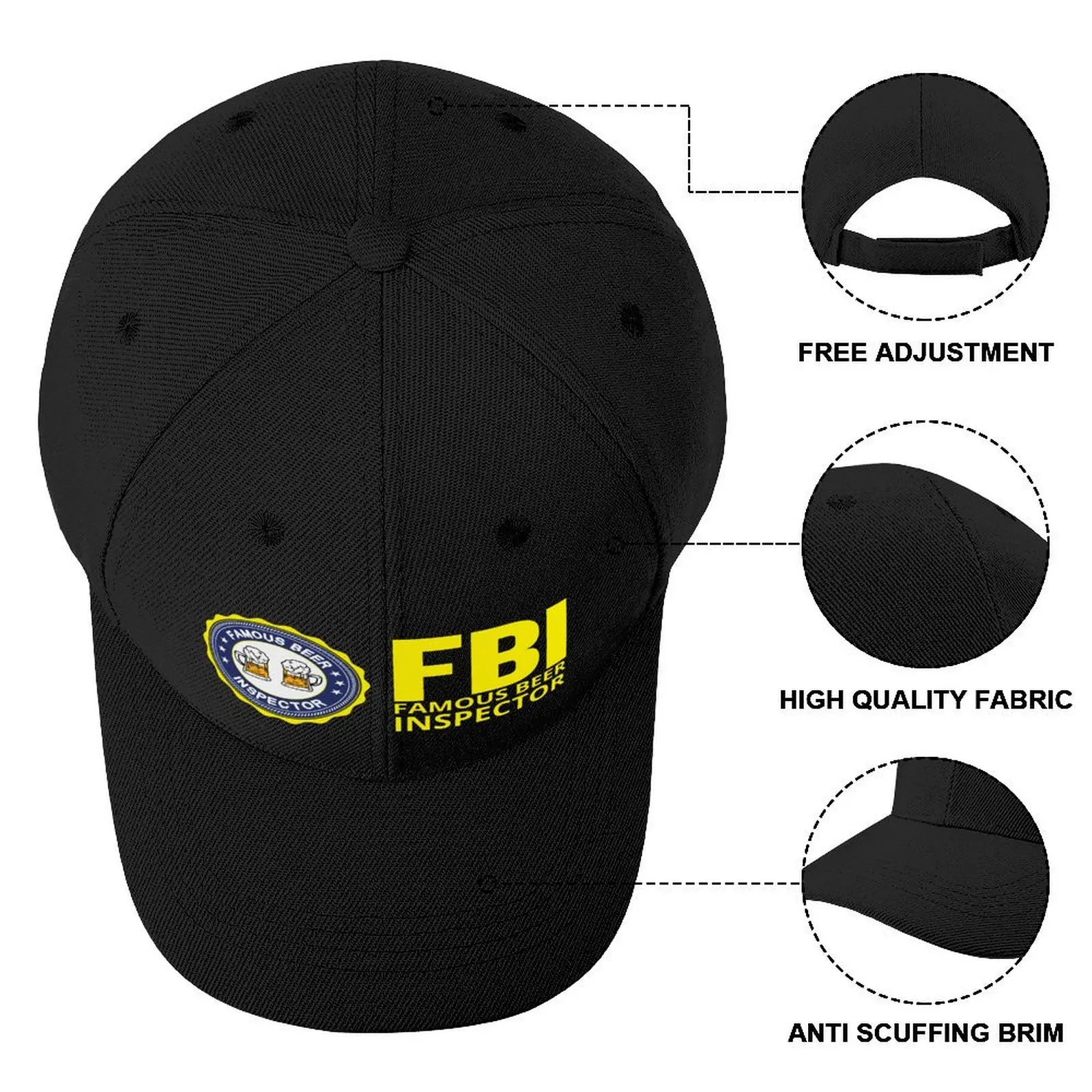 Famous Beer Inspector FBI Baseball Cap Anime Anime ddmysmile Hat For Men Women's Smile