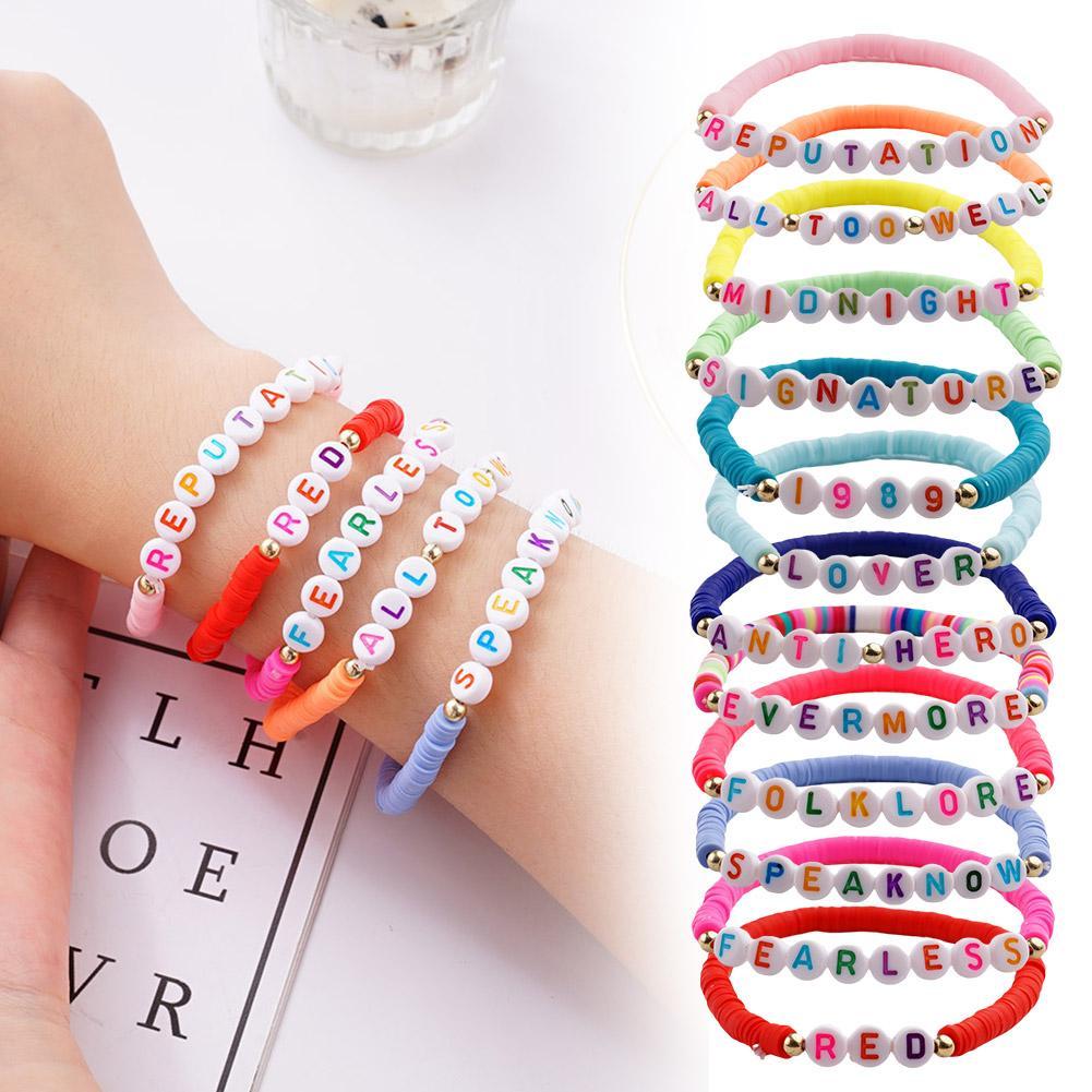 Friendship Inspired Bracelets Singer Taylor Bracelet Set for Women Clay Beads Bracelet for Swiftie Fans Summer Boho Bracelet smile