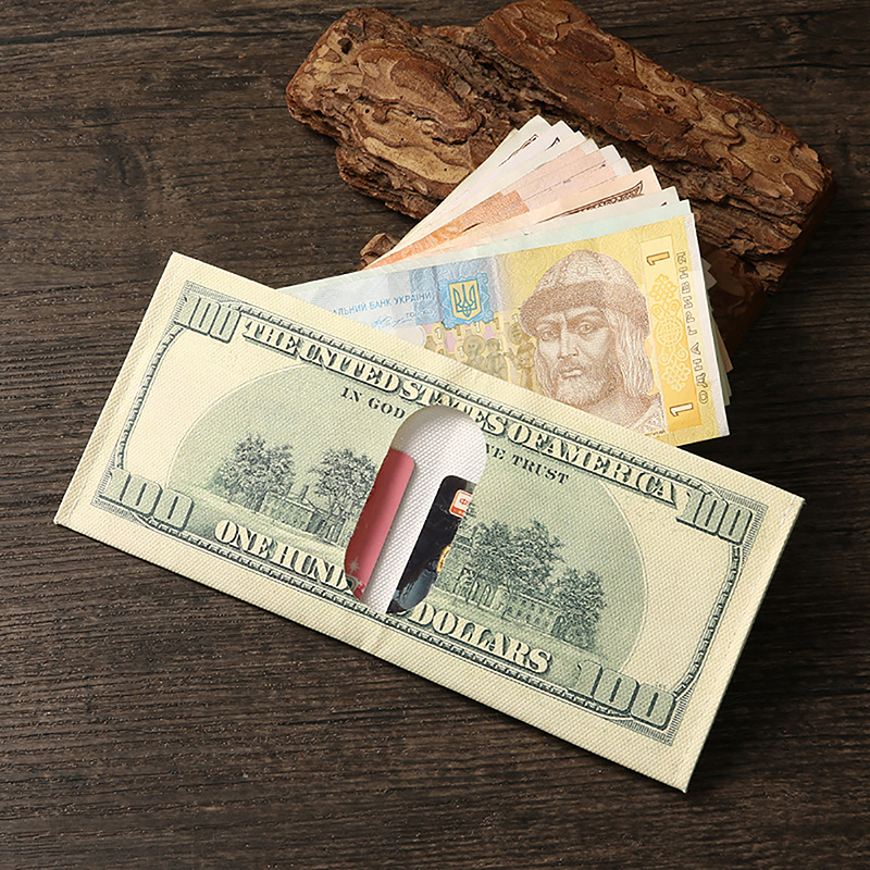 1pc Men Money Canvas Wallets Credit ID Card Holder Bags Purses Currency Notes Pattern Insert Picture Cash Coin Dollars Wallet