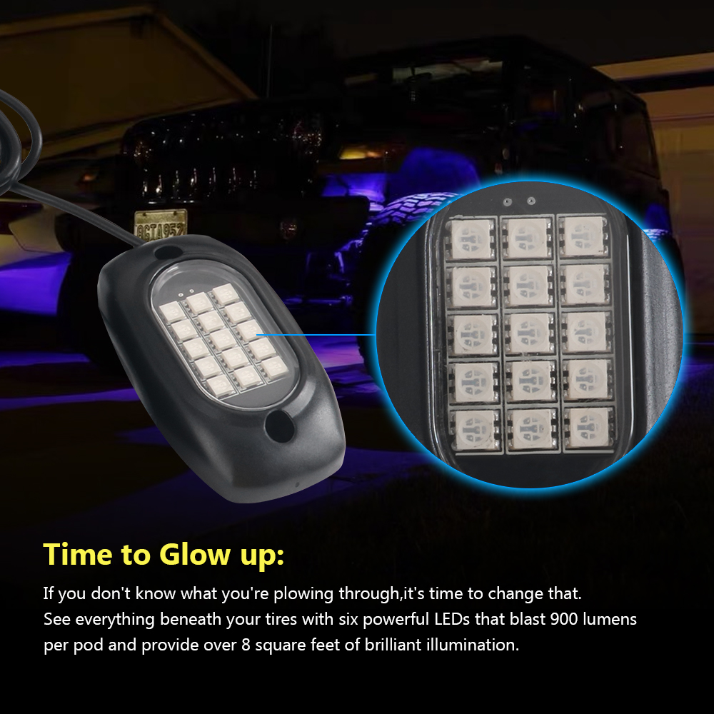 4/5/6 Pods Car Underglow Lights Car Ambient Light With App Control Flashing Music Mode RGB LED Rock Lights for Truck Accessories