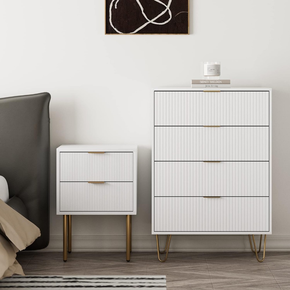 4 Drawer Dresser, Drawer Chest, Tall Storage Dresser Chest Cabinet Organizer Unit with Metal Legs, Small Dresser for Bedroom,