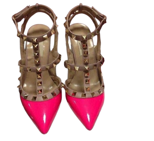 women high heels dress shoes party fashion rivets girls sexy pointed toe shoes buckle platform pumps wedding shoes black white pin