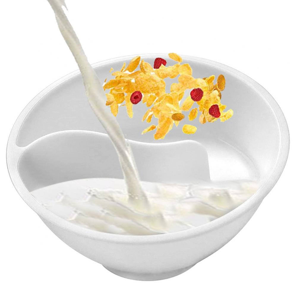And Wet Separated Oatmeal Bowl Spiral Slide Partitioned Cereal Bowl Lazy Snack Bowl BPA-free Breakfast Plates Tray Tableware