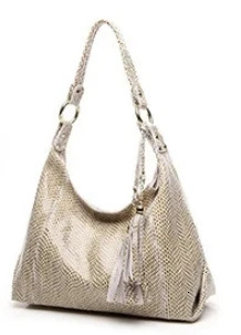 Brand Real Soft Suede Cow Leather Lady Crossbody Tassel Handbags Shiny Snake Emed Shoulder Tote Bags For Women Gy11 Genuine Leather Serpentine BagVoya