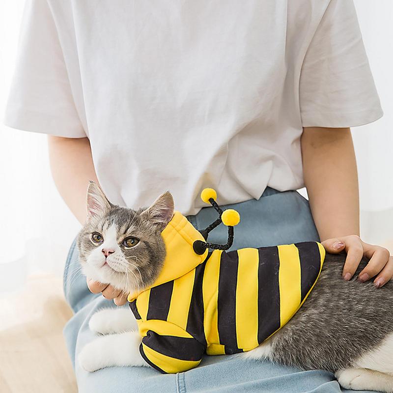 Dog Bee Costume Pet Bee Halloween Hoodies Soft Pet Halloween Christmas Cosplay Dress Hoodie Cosplay Clothes for Dog Cat Puppy