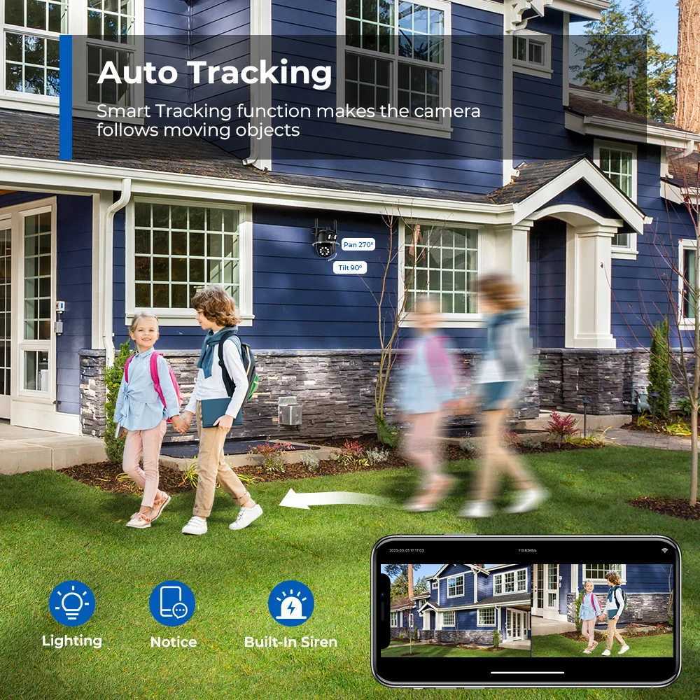 IP Cameras 4K 8MP PTZ WIFI Camera Dual Lens Dual Screen Outdoor 4MP Security Protection Auto Tracking P2P CCTV Surveillance IP Camera iCSee 24413
