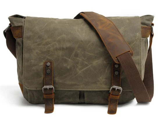 New Fashion Thick Wax Canvas Shoulder Messenger Men Crossbody Bag Vintage Male Leisure Sg Bag Casual Boy Canvas BagVoyage