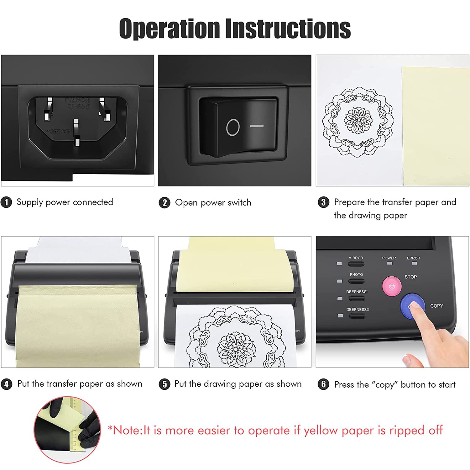 Black Tattoo Stencil Transfer Machine Printer Thermal Copier Tattoo Transfer Printer for Tattoo Transfer Paper
