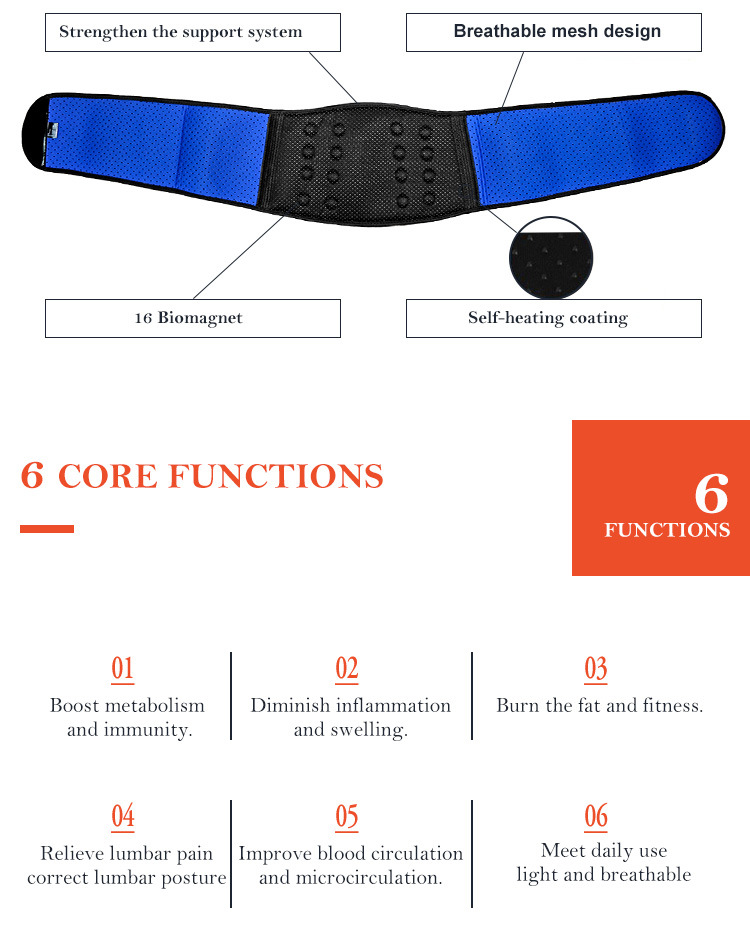 Self-heating Therapy Magnetic Tourmaline Waist Back Support Belt Lumbar Brace Massage Band Health Care for Women and Men smile