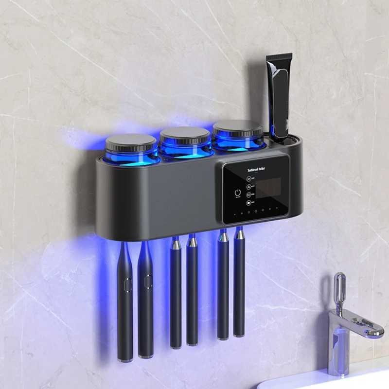 Toothbrush Sanitizer Sanitizers Bathroomtoothbrush Holder Wall Mounted No Drilling Required With 6 Slot Smart Organizer Durable 240414