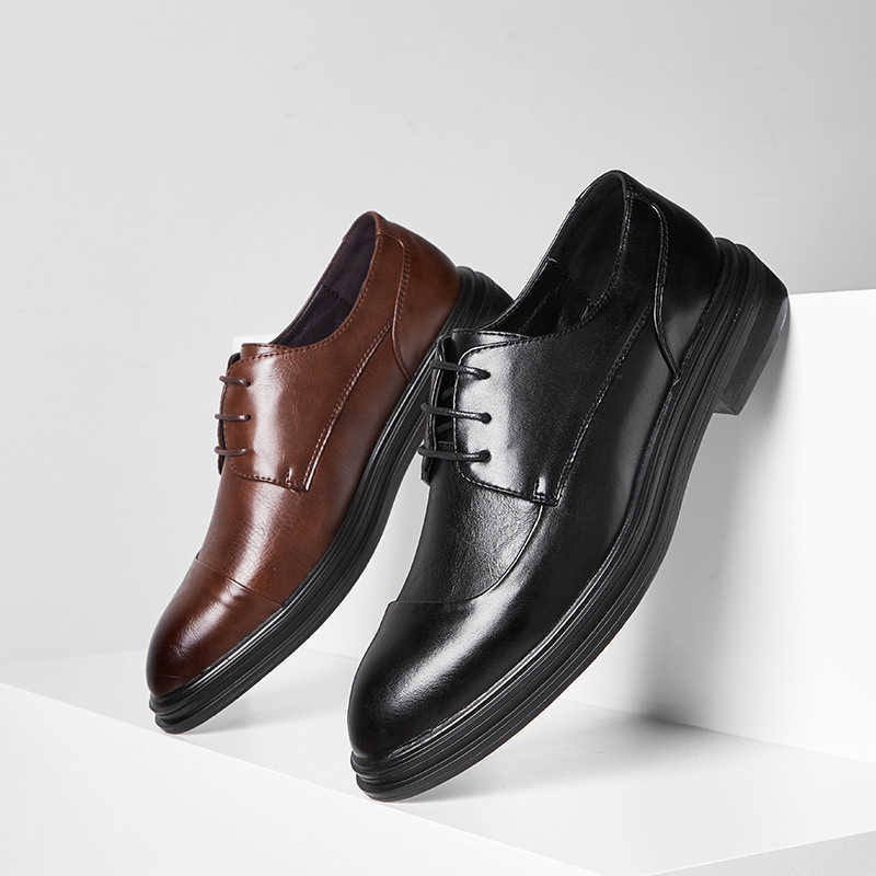 Men Dress Shoes New Mens Pointed Leather Casual Shoes Korean Fashion Dress Business Leather Shoes Mens Wedding Shoes 241009
