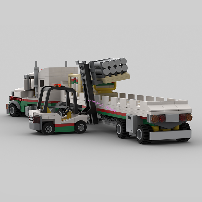 NEW 598PCS MOC city Engineering Modular Octan Truck and Flatbed Trailer model creative ideas Children Toy Gift technology Blocks