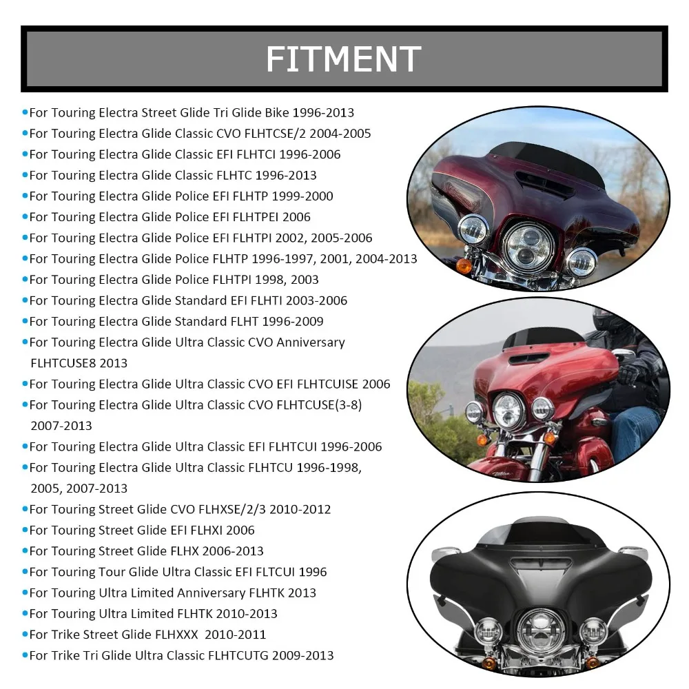 4.5" Wave Motorcycle Windshield Windscreen Wind for Harley Touring Street Glide Electra FLHTCU Ultra FLHTK Tri Glide 1997-2013 4.5" smile 4.
