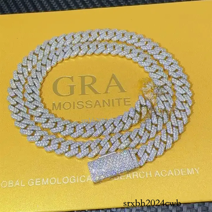 8MM VVS moissanite with sier necklace Custom sized Cuban chain Hip Hop Style Chain