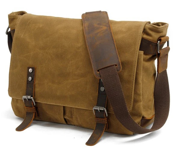 New Fashion Thick Wax Canvas Shoulder Messenger Men Crossbody Bag Vintage Male Leisure Sg Bag Casual Boy Canvas BagVoyage