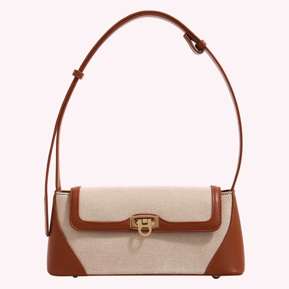 Women Canvas Tote Bag Patchwork Underarm Bag Versatile Flap Shoulder Bag Soft Satchel Bag Commuting Bag