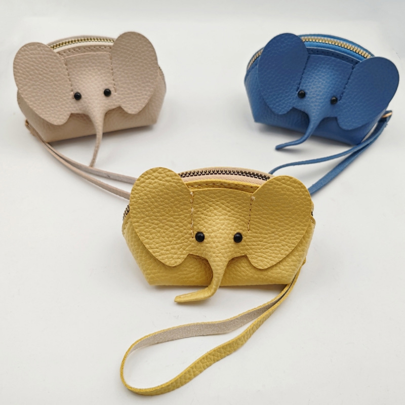 PU Leather Elephant Money Bag Women Coin Purse With Key Ring Multifunctional Zipper Storage Bags Key Case