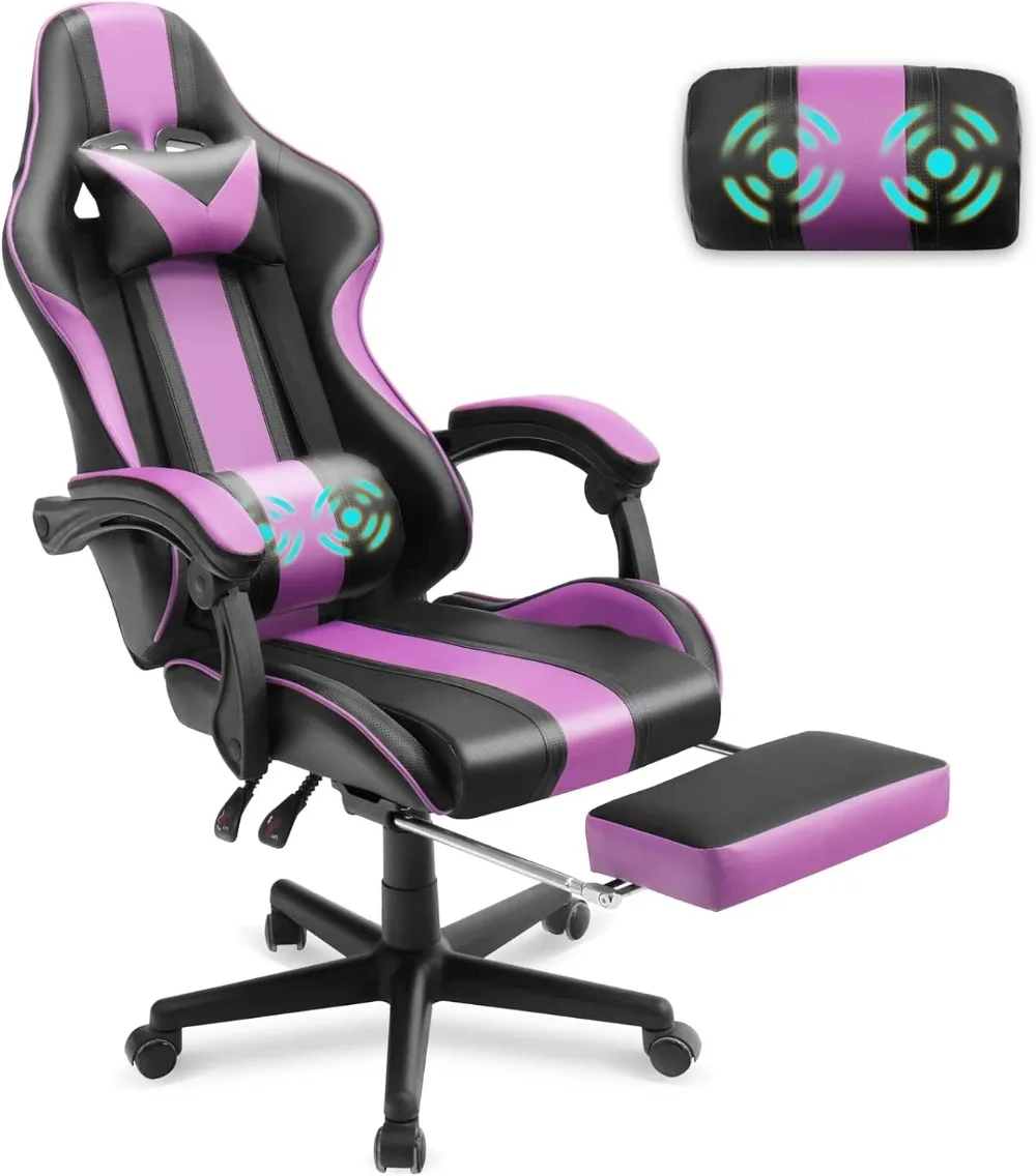 Blue Gaming Chair with Footrest, Ergonomic Gamer Chair,Office Computer Gaming Chairs,E-Sports Racing Game Chair
