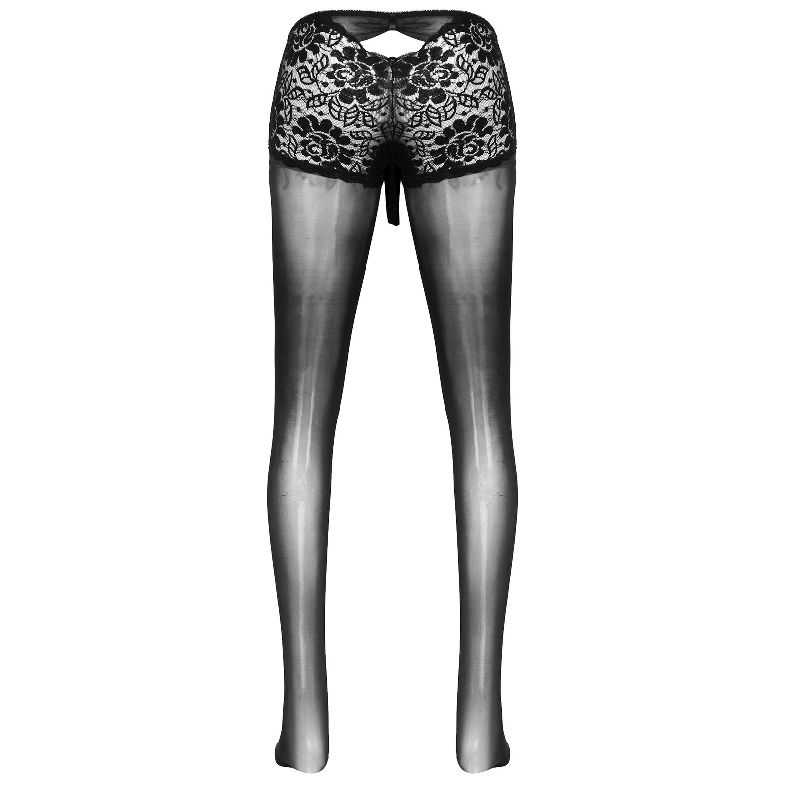 Lace Sexy Men Stockings 5D See Through Convex Pouch Stockings Open Butt Sissy Pantyhose Hosiery Close Sleeve Tight Stockings