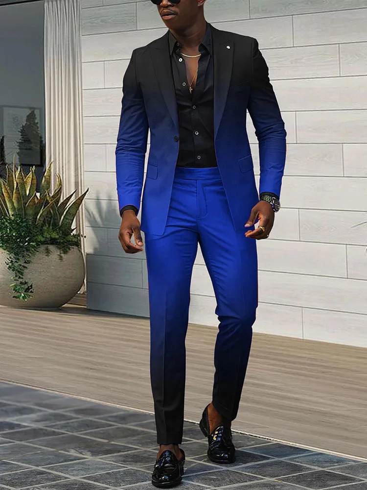 Gradient Set Mens Single Chest Set Pants Set Business Occasion Formal Two Piece Set WL008-MR7 241112