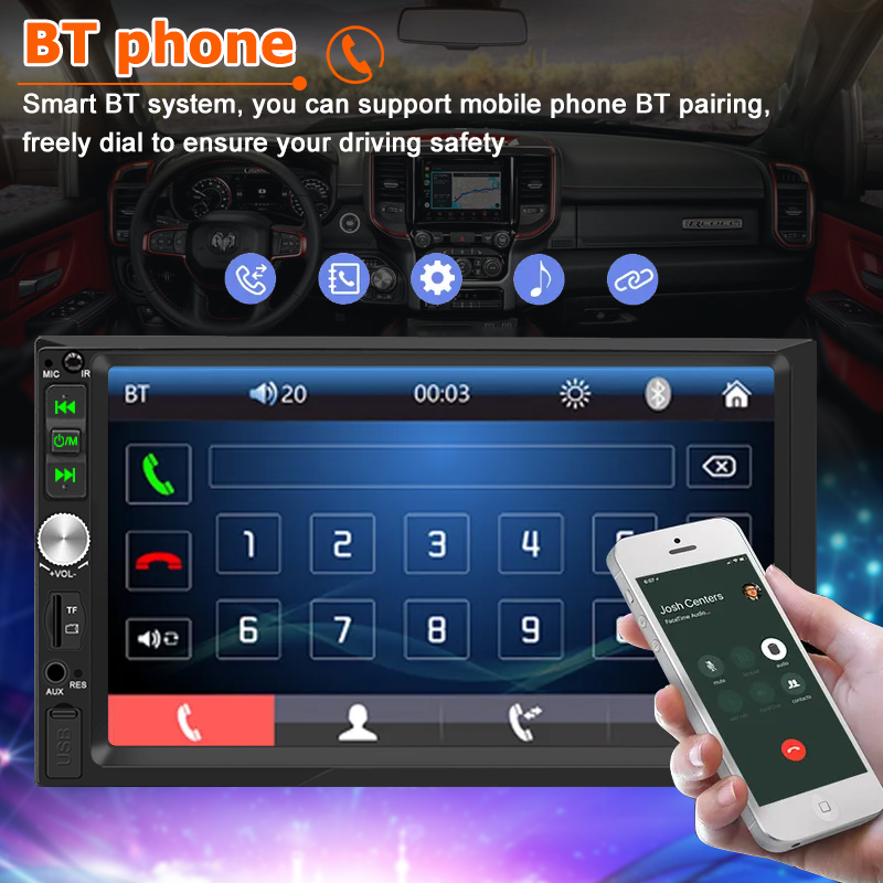 7'' Multi-language 2 Din Car Radio BT MP5 Player Auto Multifunctional Car Stereo 12V Touch Screen Bluetooth Carplay With Camera