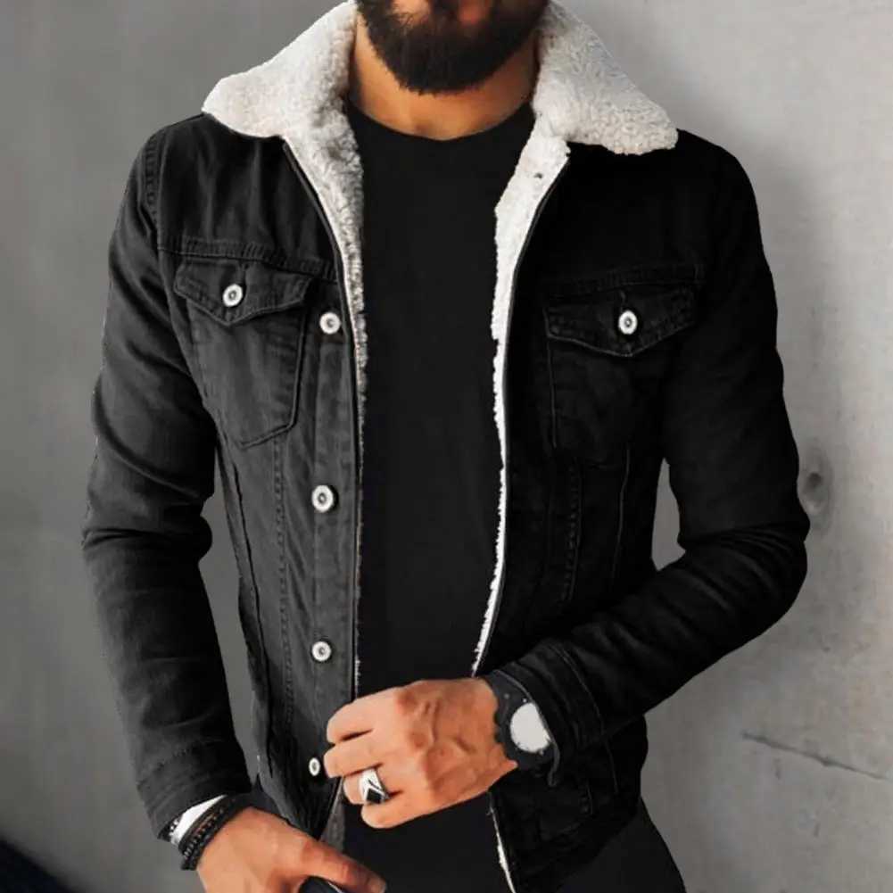 New Arrival Popular mens outerwear winter denim jacket lapel punk lapel coat lining Z241112