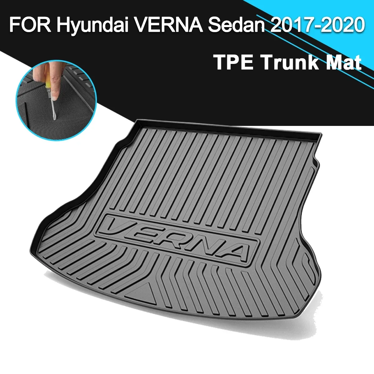 Rear Cover Car Trunk Mat Non-Slip Waterproof Rubber ddmysmile TPE Cargo Liner Accessories For Hyundai Verna Sedan 2017-2020 Smile