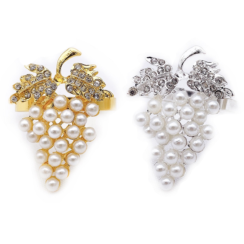 Promotion! 10 Pcs Fruit Grape Napkin Buckle,Pearl Napkin Ring,Mouth Cloth Ring For Model Room Decoration,Hotel Tableware