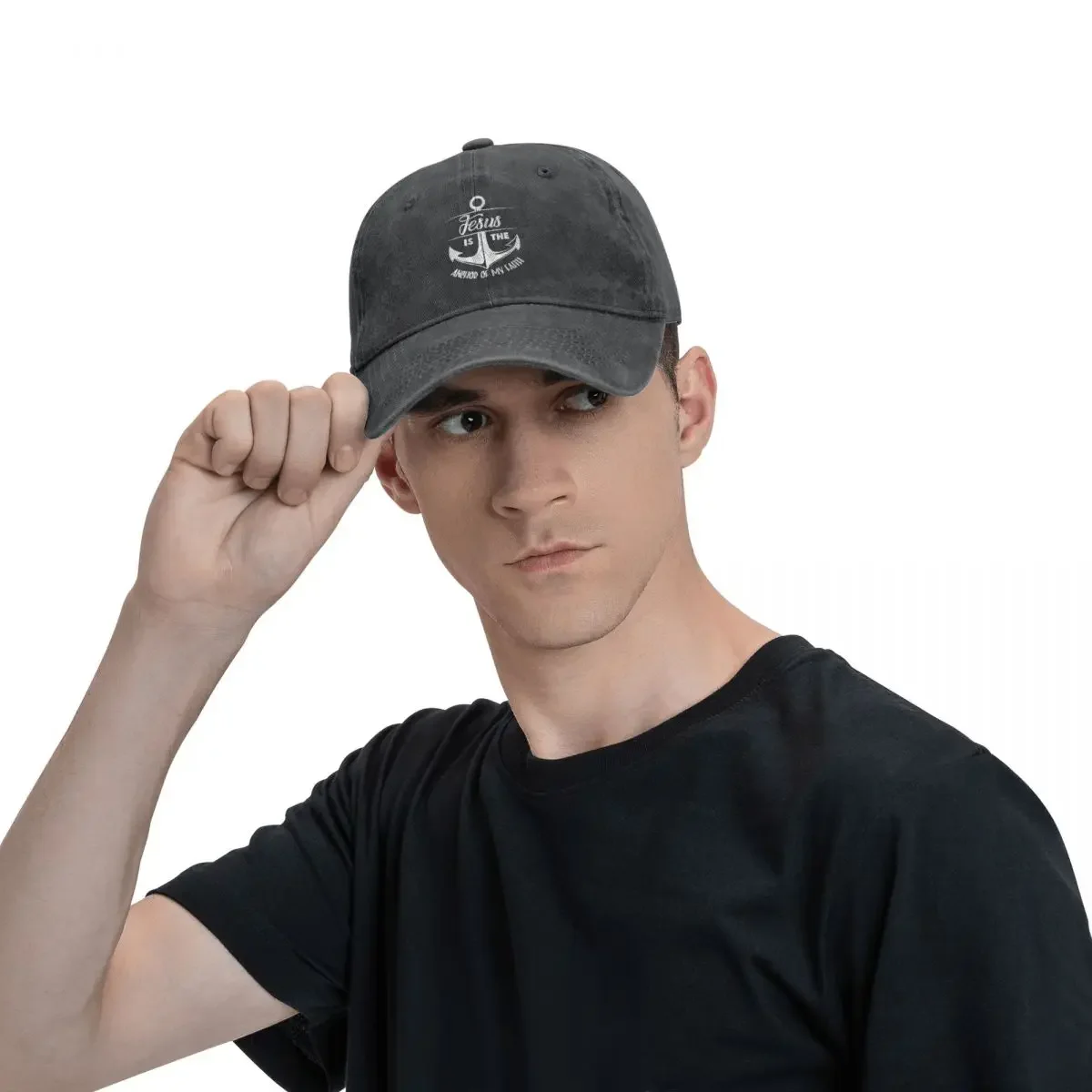 For Autumn Men Women Spring Jesus Is The Anchor Of My Faith Christian Design Baseball Cap Baseball Hat Sports Denim Cap Hats smile