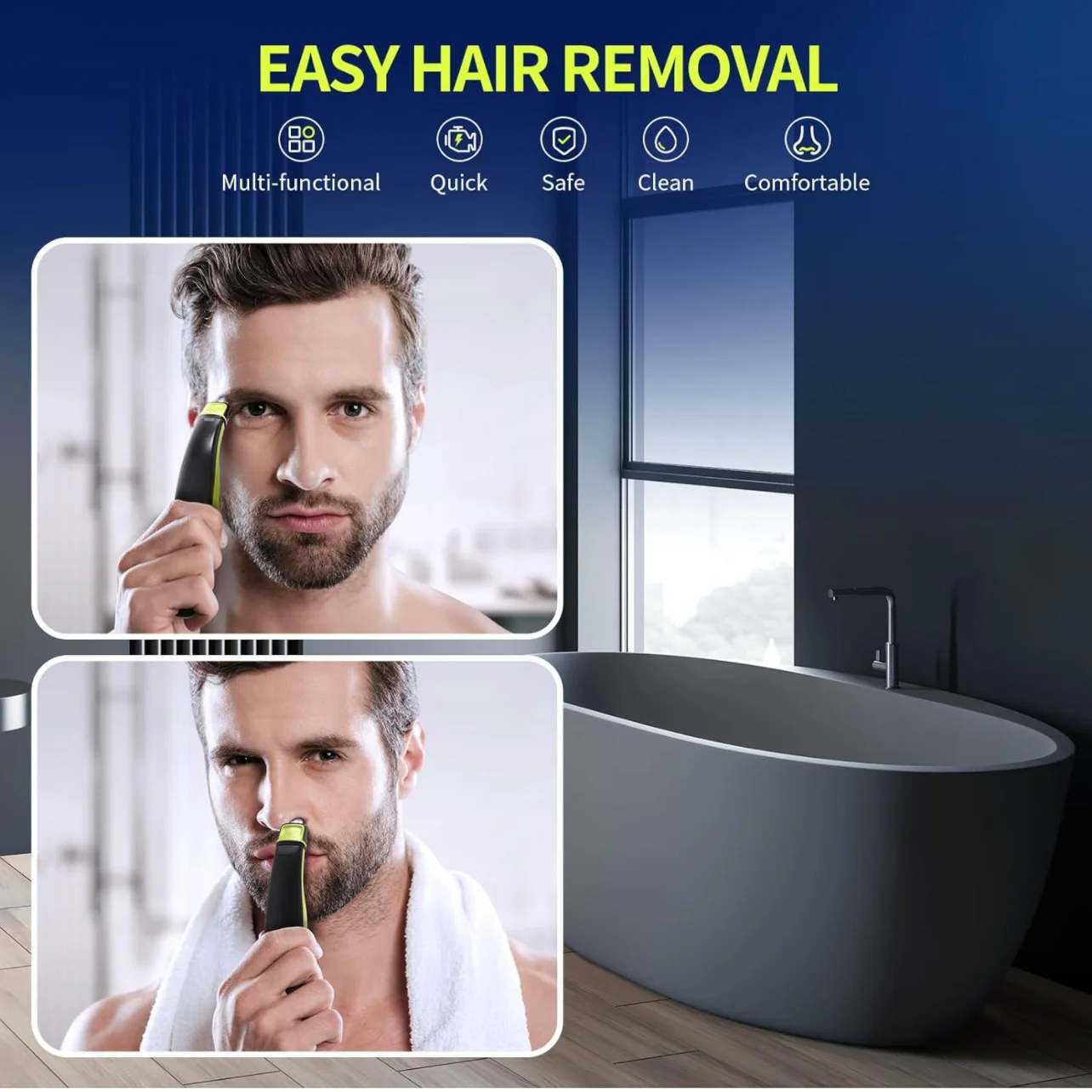 YUKU Nose Hair Trimmer Replacement Head for Philips OneBlade & One Blade Pro Shaver Rinsable Dual Edge Blade for Easy Clean