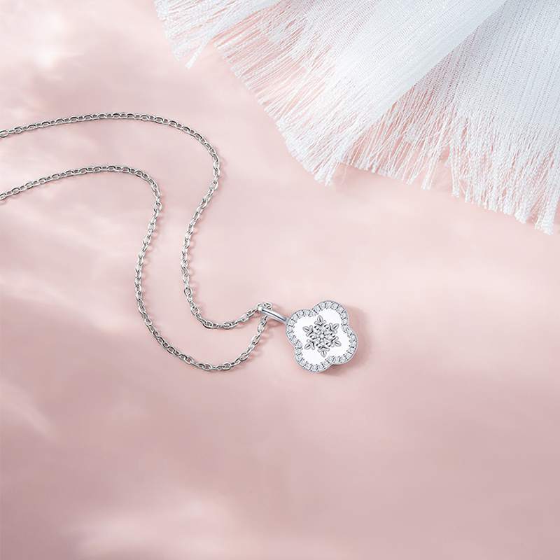 Chic Female Worknecklace Featuring Original Winter Scene Pendant - Sleek Stainless Steel Collar Chain