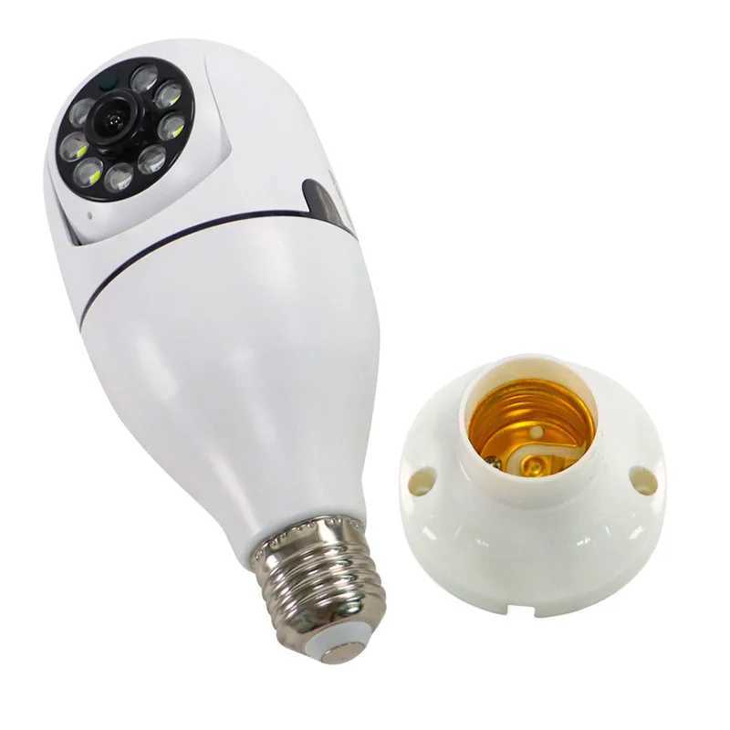 IP Cameras Saikiot 2MP 4MP V380 Pro Bulb Light camera WIFI Bulb Camera 360 V380 E27 CCTV Ceiling Mount AC Power Security PTZ Bulb Camera 240413