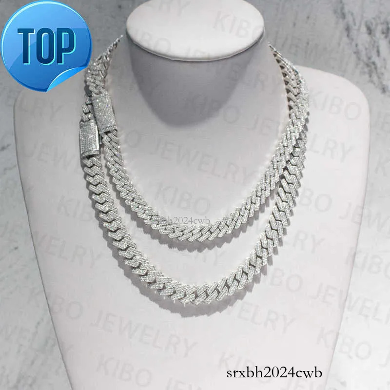 Hip Hop Dia Chains Necklace Mossanite S Sier Iced Out VVS LAB Moissanite Cuban k Chain
