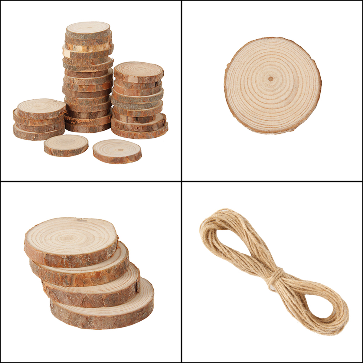 30Pcs Natural Wood Slices Unfinished Wooden Slices Round Rustic Wood Pieces Craft Wood Circle Kit Party Decoration for DIY