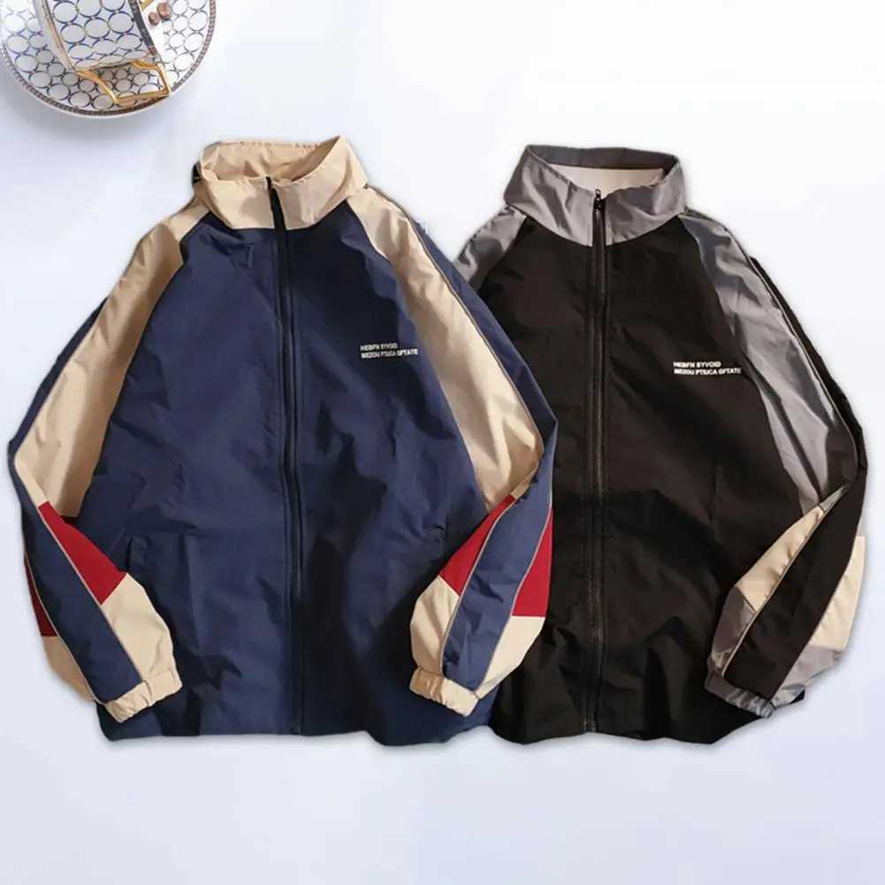 High Quality Hip hop school team jacket mens High Street Pahwork colorful block Windbreer Coats spring autumn thin fashion college jacket T241112